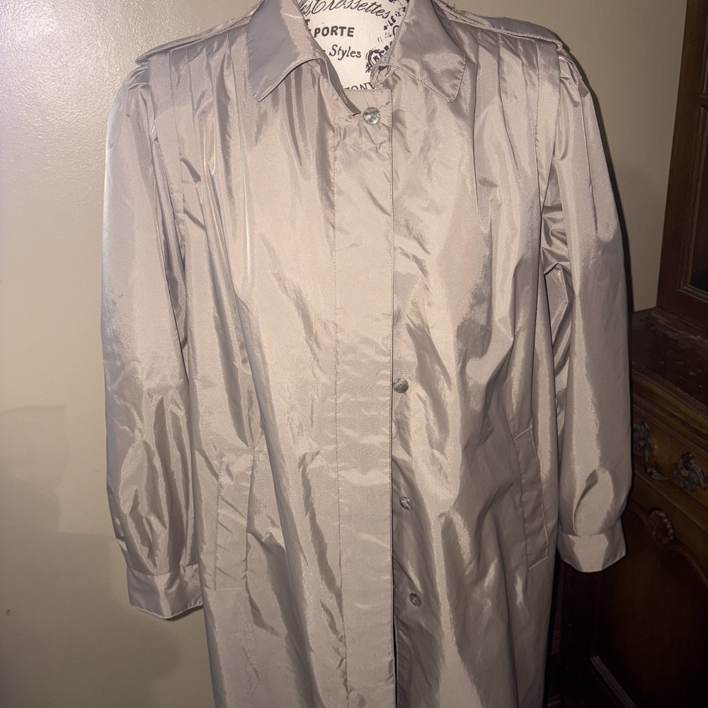 VTG Misty Weather Trench Coat Women Sz 11/12 Lined Long Khaki -